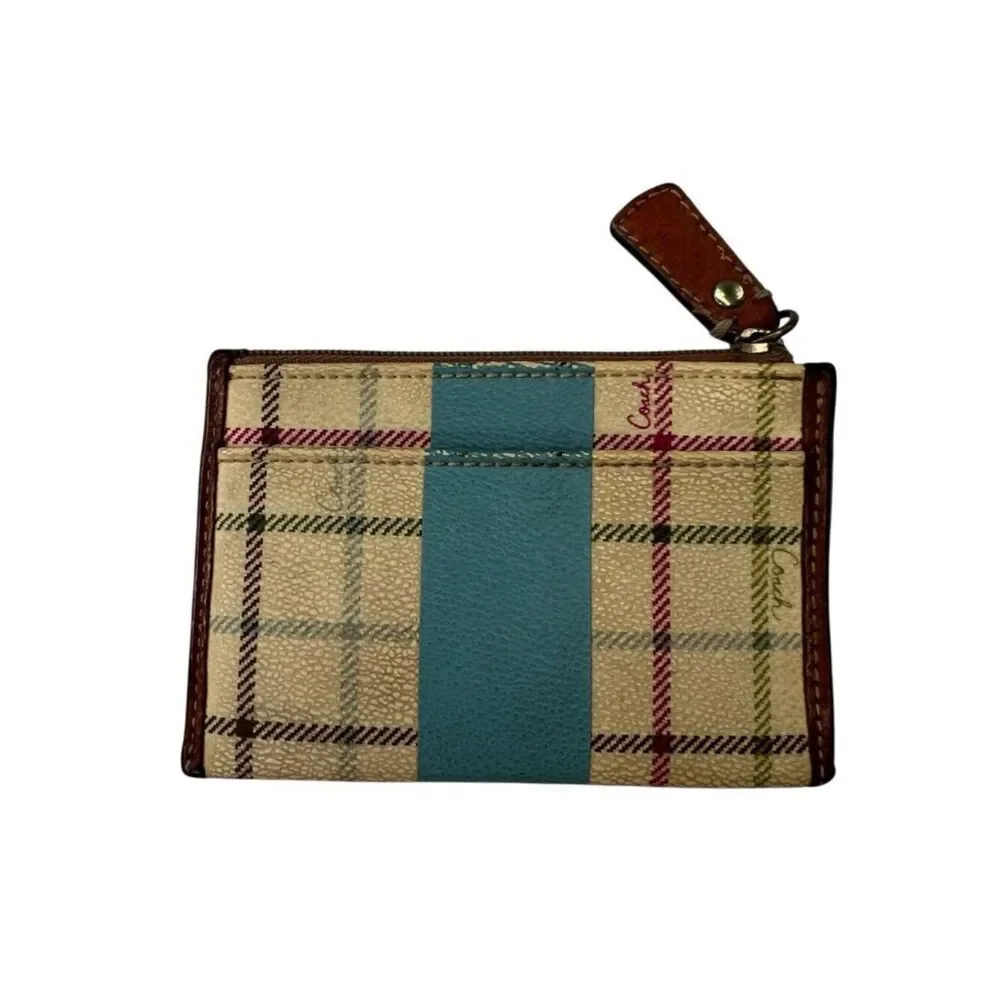 Coach Heritage Blue Stripe Key Chain Card Holder